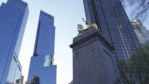 Columbus Circle During NYC Lockdown - 4K Stock Footage 128466247