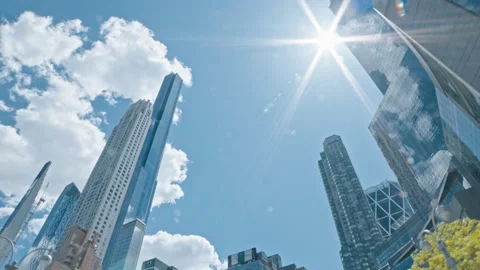 Columbus Circle, Epic Low Angle Shot (NYC) Stock Footage 154142744