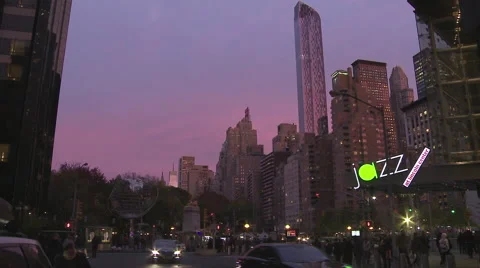 Columbus Circle in Manhattan at Dusk Vídeo Stock 45492081