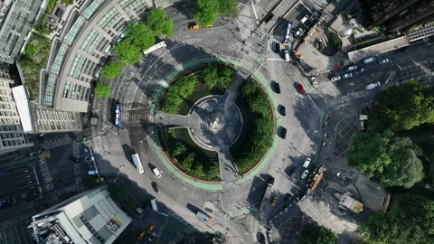Columbus Circle [MOV] Over Roundabout Traffic Stock-Footage 344718626