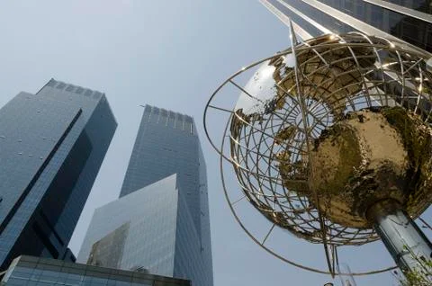Columbus circle in NYC with a globe structure Stock Photos