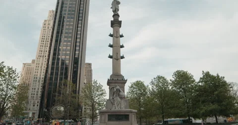 Columbus Circle Statue - Tilt Down, Establishing Shot Vidéo 152738853