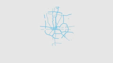 Columbus City Line Map Self Drawing Animated Overlay, Alpha 4K Видео 340287035