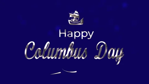 Columbus day background and text animation with elegant silver color Video stock 286065623