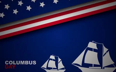 Columbus Day copy space Background Celebration with America flag and Columb.. Stock Illustration