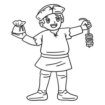 Columbus Day Explorer String of Coins Isolated Stock Illustration