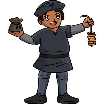 Columbus Day Explorer String of Coins Clipart Stock Illustration