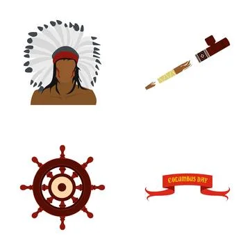 Columbus day exploring history with native american symbols イラスト素材