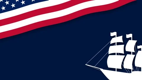 Columbus Day Graphic Background with American Flag Banner and White Sailing.. Stock Footage 344724710