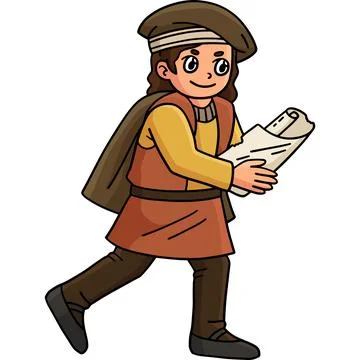 Columbus Day Man Reading Map Cartoon Clipart Stock Illustration