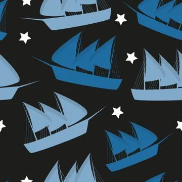 Columbus Day pattern repeat seamless in blue color for any design. Vector Stock Illustration
