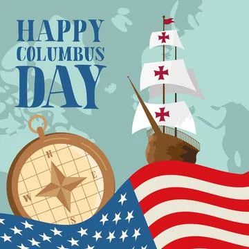 Columbus Day postcard Stock Illustration