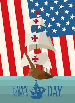Columbus Day poster Stock Illustration