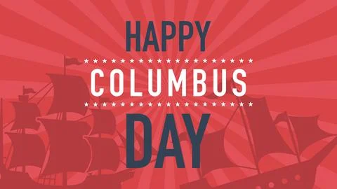 Columbus day on red background.Vector illustration Stock Illustration