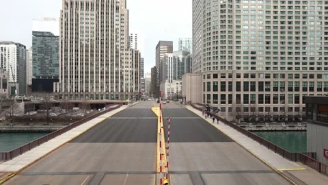 Columbus Drive bridge without Traffic. Seen from East Wacker Drive Stock Footage 172215329
