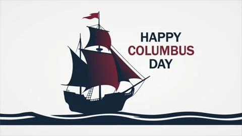 Columbus happy day sailing ship Video stock 346410130