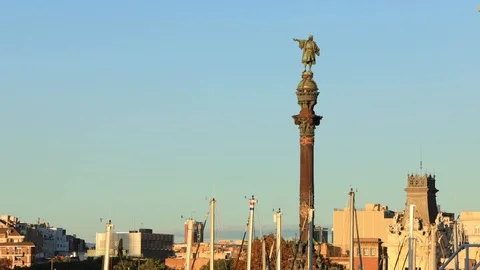 The Columbus monument in Barcelona,Spain Stock Footage 120464773
