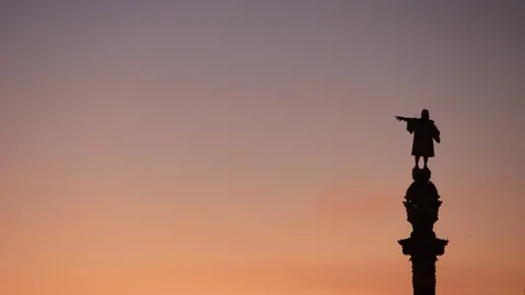 The Columbus monument in Barcelona,Spain Stock Footage 120464855