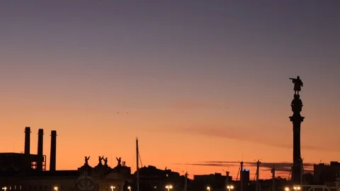 The Columbus monument in Barcelona,Spain Stock Footage 120464866