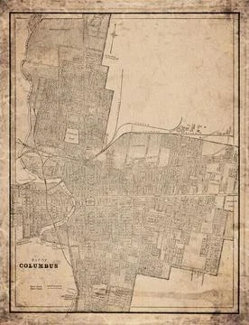 Columbus  Ohio 19th Century Map Stock Illustration