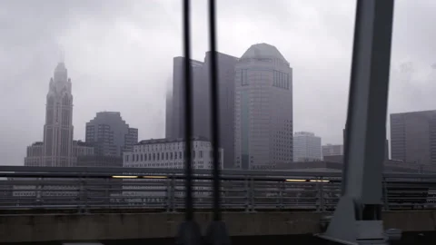 Columbus, Ohio Drive By on Bridge Stock Footage 141942295