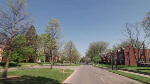Columbus, Ohio meadows, green warm lawns, and brightspring weather in suburb Stock-Footage 307442802