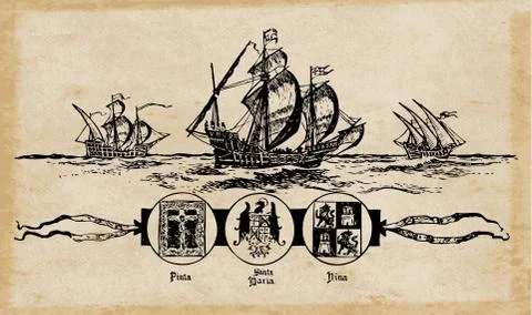 Columbus ships Stock Illustration