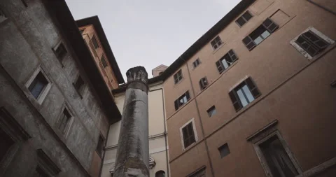 The Column of the ancient "Odeon Theater" in Rome Video stock 335305152