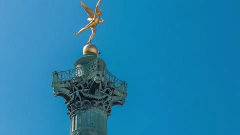 The column and statue at the Place de la Bastille timelapse in Paris. Stock Footage 142220641