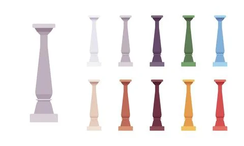 Column baluster colored set イラスト素材