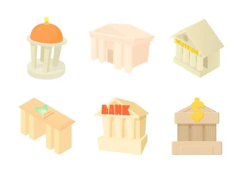 Column building icon set, cartoon style Ilustración de archivo