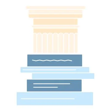 Column capital on a stack of books. Upper part of the temple column Stock Illustration