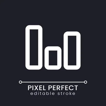 Column chart pixel perfect white linear ui icon for dark theme Illustrazione stock