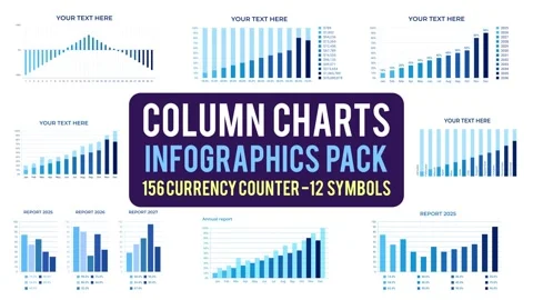 Column Charts Infographics Pack After Effects stock