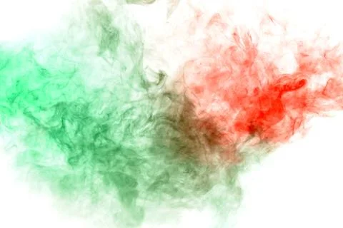 Column clouds of smoke and patterns texture of different forms of red and gre Foto stock
