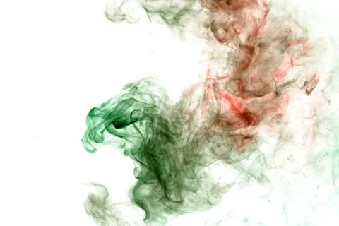 Column clouds of smoke and patterns texture of different forms of red and gre Foto stock