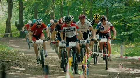 Column cyclists Stock Footage 54990749