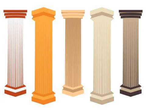 Column. Doric, Roman style. Set of columns. Vector illustration. Stock Illustration