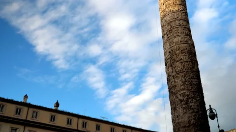 The column of Emperor Marcus Aurelius with a statue of the Apostle Paul on top Stock Footage 153353008
