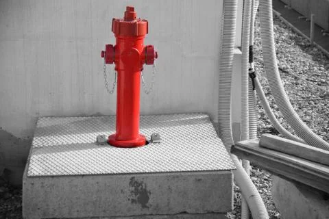 Column fire long a construnction site, black and white effect Stock Photos