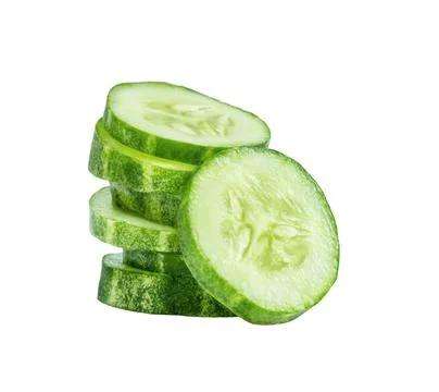 Column of fresh cucumber isolated Stock Photos