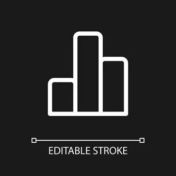 Column graph pixel perfect white linear ui icon for dark theme Illustrazione stock
