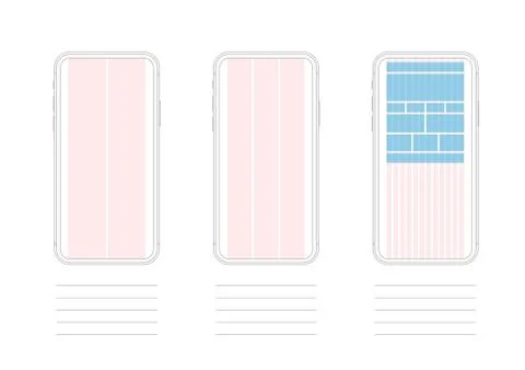 Column Grid Mobile Phone Screen Display Template Illustrazione stock