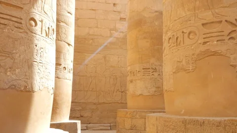 Column Hall With Hieroglyphics Stock Footage 129232040