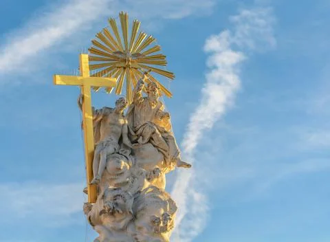 Column of the Holy Trinity (plague column) in Baden near Vienna. Austria Stock Photos