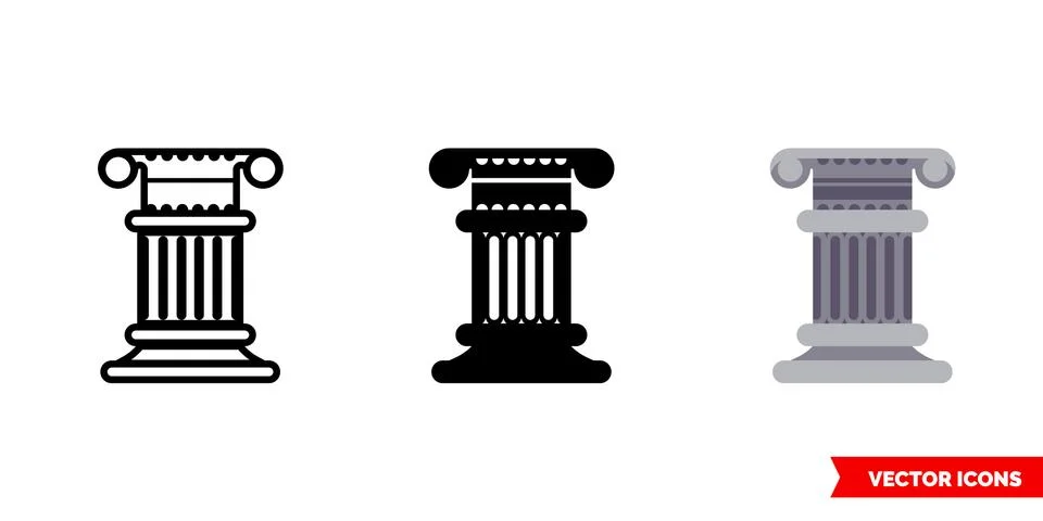 Column icon of 3 types. Isolated vector sign symbol. Stock Illustration