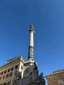 Column of the Immaculate Conception near Spanish Steps Rome Stock-Fotos