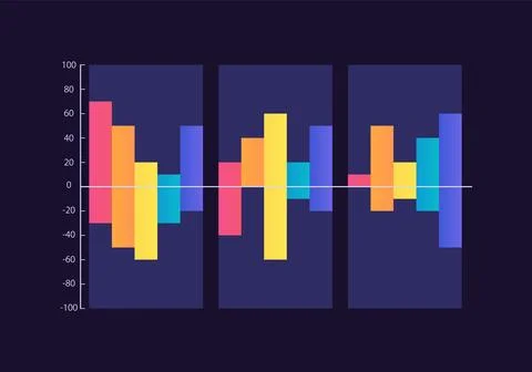 Column infographic chart design template for dark theme Stock Illustration