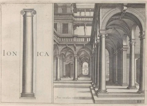 Column of the ionic order and a colonnade; Ionica; Architectura.column or ... Stock Photos