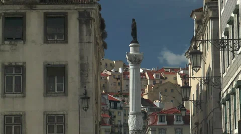 Column of king pedro IV at praca rossio in Lisbon Portugal Stock Footage 33071686